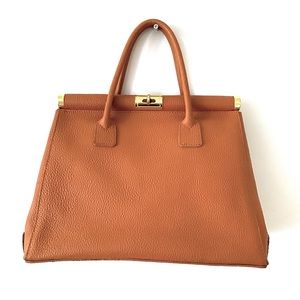 Italian Leather Handbag in Camel